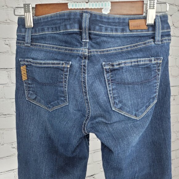 Paige Denim Blue Skyline Bootcut Low Rise Dark Wash Stretch Jeans USA 24 (24x32) - Picture 6 of 13